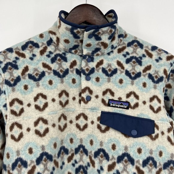 Patagonia Tops - Patagonia Synchilla Women's Pullover Top XS Extra Small Brown Blue Fleece Snap